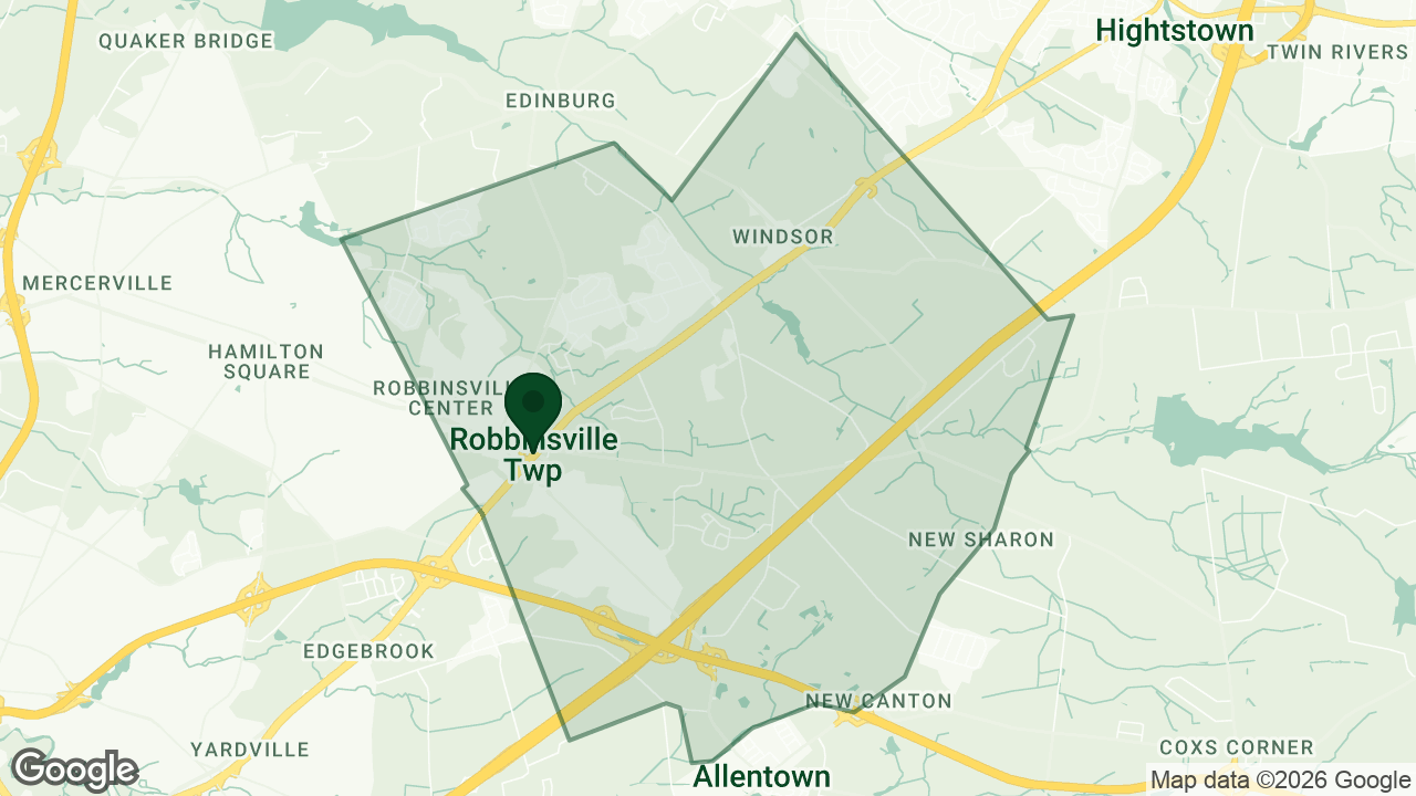 Map of Robbinsville, New Jersey