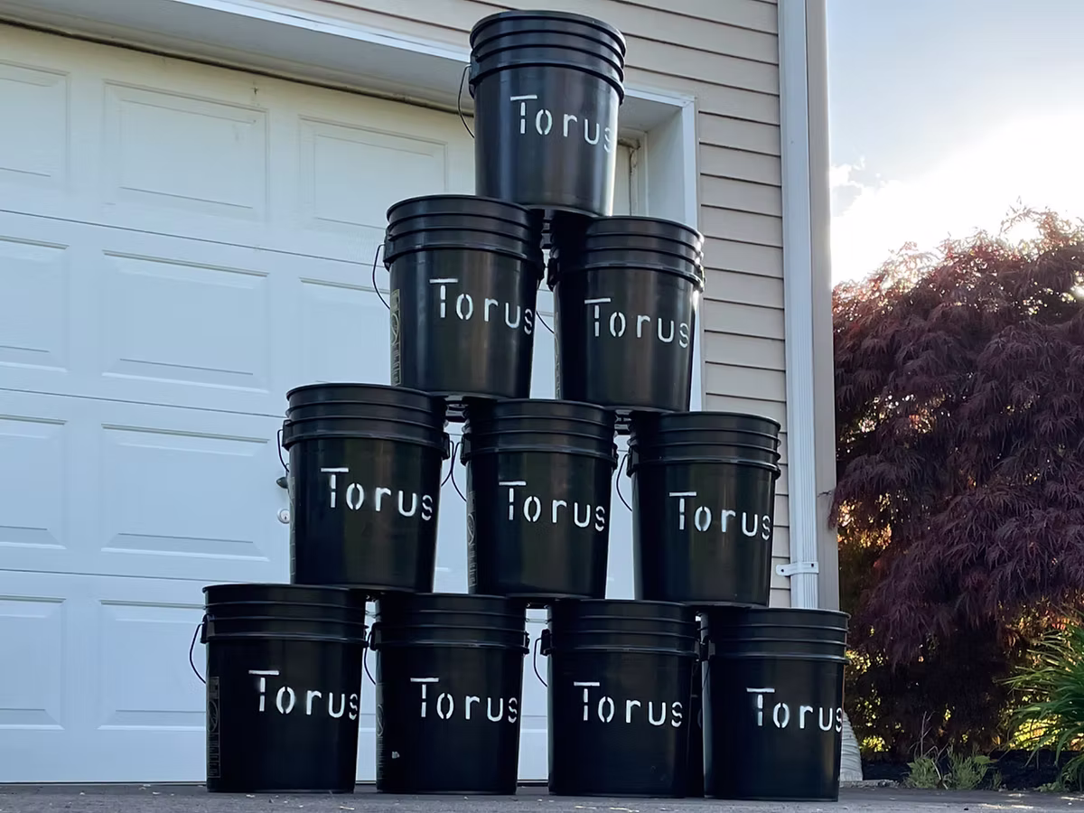Stacked compost buckets from Torus